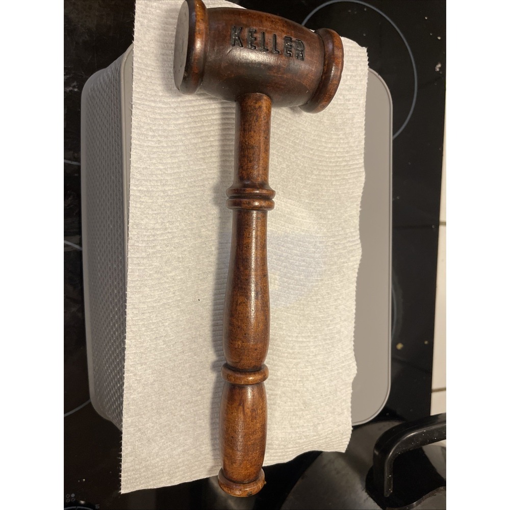 Vintage Cherry Wooden Gavel Wood Judge Auctioneer Mallet 10'' Hammer Keller
